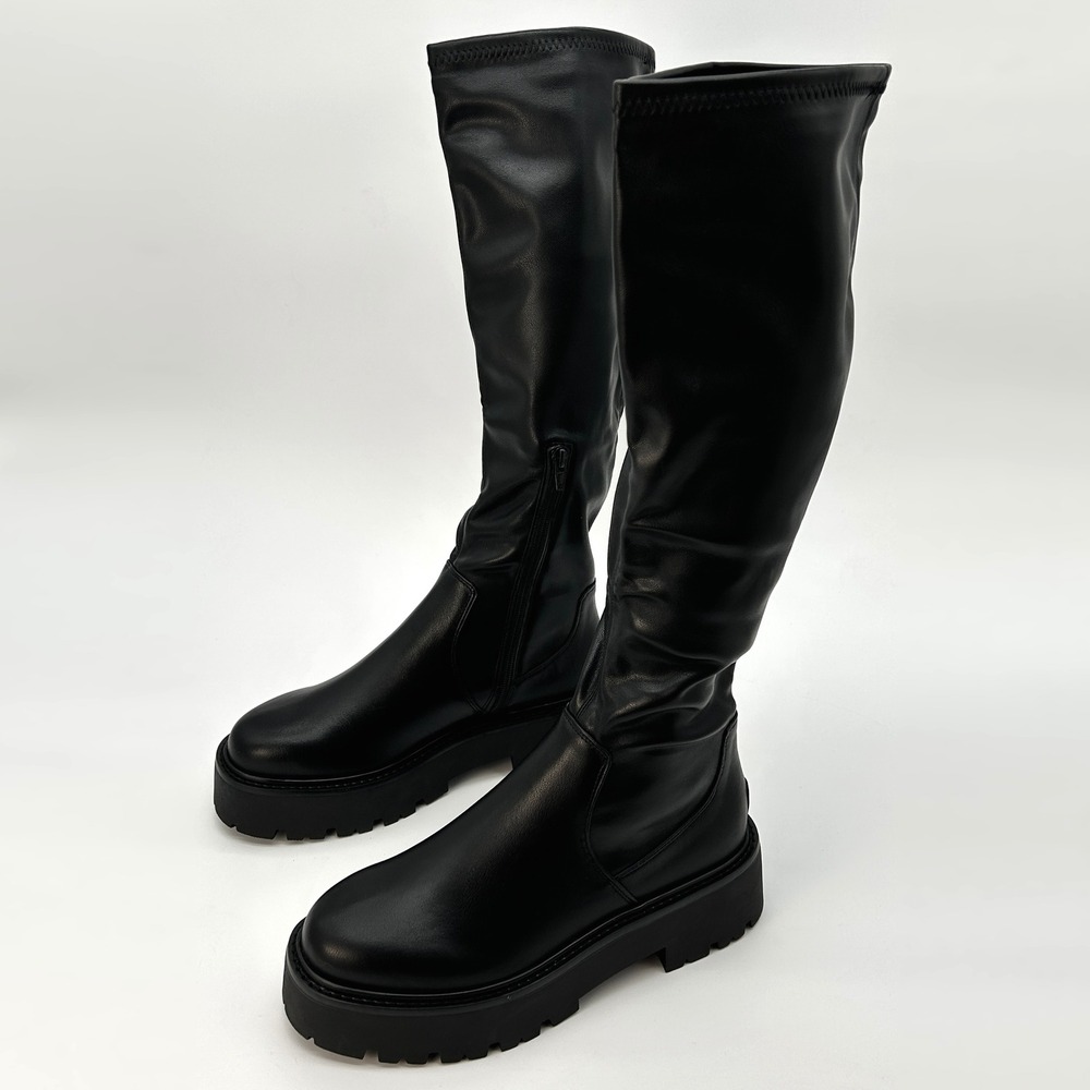 Platform Knee High Boots ALDO Carelden Womens Size 9 Black Stretch Shaft NEW - Picture 6 of 8